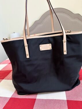 Kate Spade Black Nylon Tote/diaper bag with Blush Trim